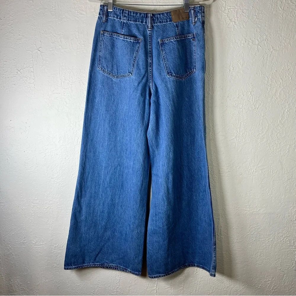 Madewell Wide Sweep Denim Trousers in Rigid Java Wash 100% Cotton - Picture 10 of 15